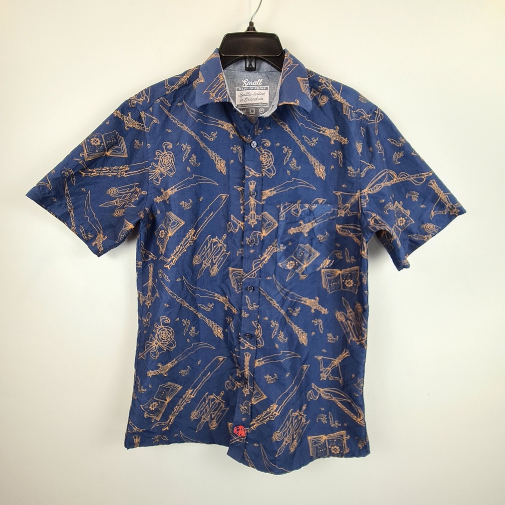 Critical Role Battle-Tested in Exandria Mens Small Blue‎ Fantasy Weapon Shirt
